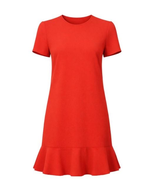 RED Valentino Red Round Neck Short Sleeve Dress