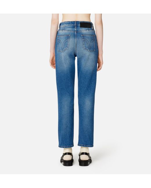 AMI Blue Logo Patch Straight-Leg Jeans