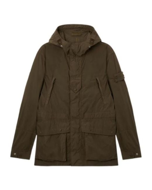Stone Island Green Short Parka With Anti-Drop Finish for men