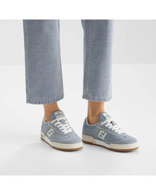 Fendi Blue Match Denim Low-Top Sneakers
