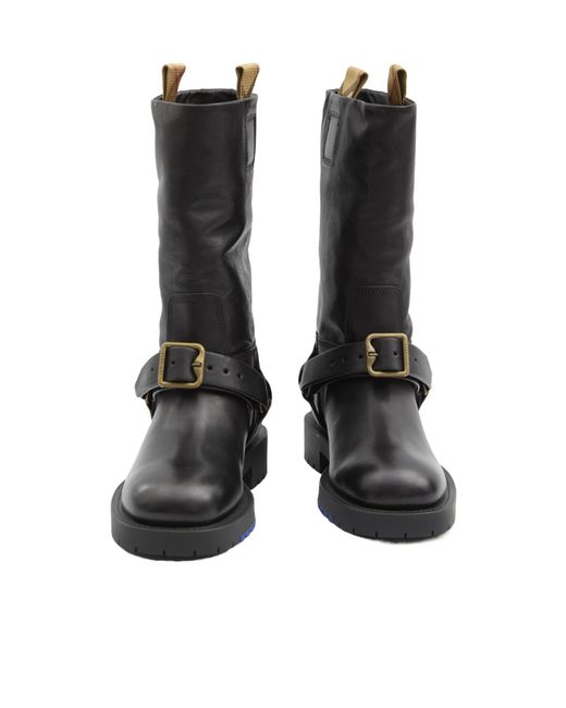Burberry Black Saddle Buckle Detailed Boots