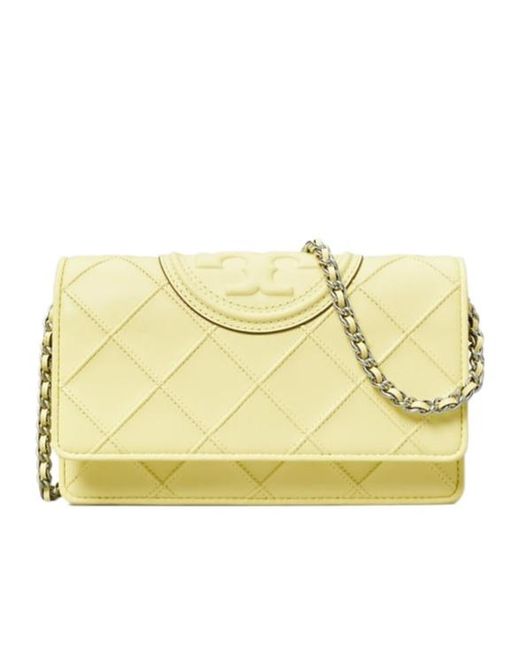 Tory Burch Yellow Fleming Soft Chain-Linked Wallet