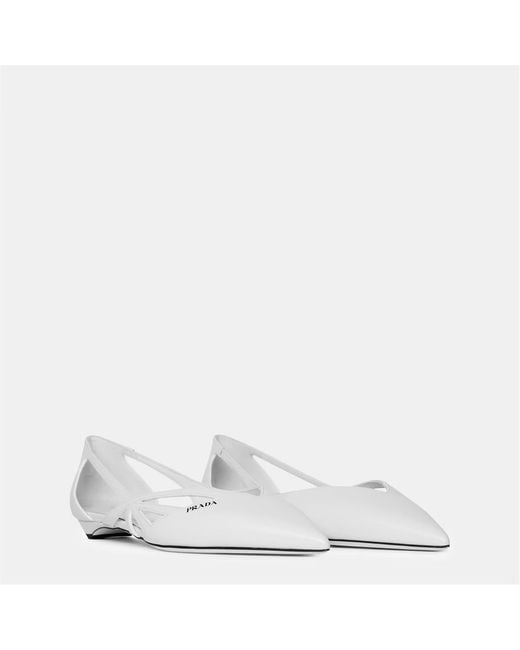 Prada White Openwork Ballet Flats