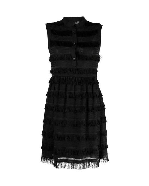 Moschino Black Tassel-Rimmed Sleeveless Dress