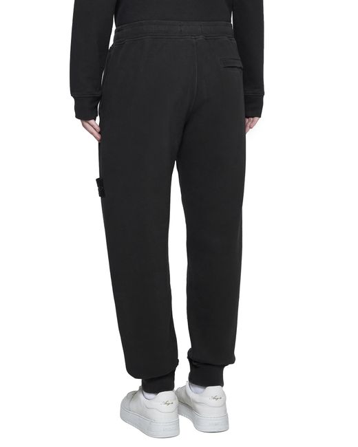 Stone Island Black Logo Patch Tapered-Leg Sweatpants for men