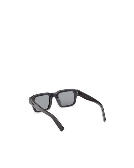 Zegna White Rectangular Frame Sunglasses for men