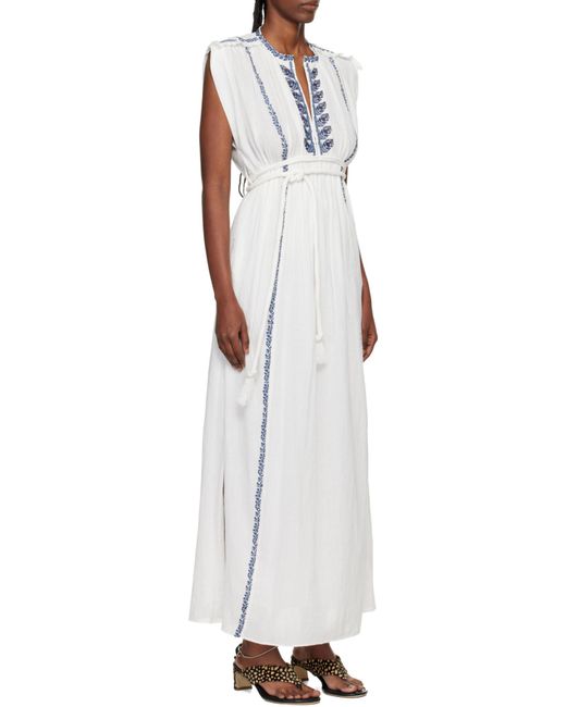 Isabel Marant White Isabel Marant Étoile Embroidered Sleeveless Dress