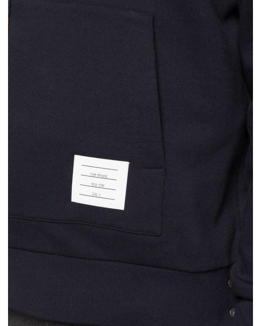 Thom Browne Blue Striped Drawstring Hoodie for men