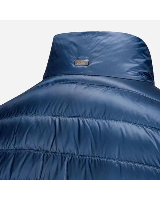 Herno Blue Long-Sleeved Down Jacket for men