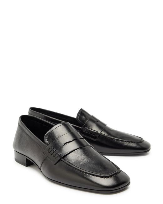 Dries Van Noten Black Square-Toe Leather Loafers