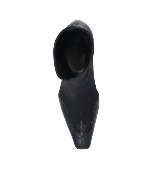 Paris Texas Black 75Mm Belle Western Ankle Boots