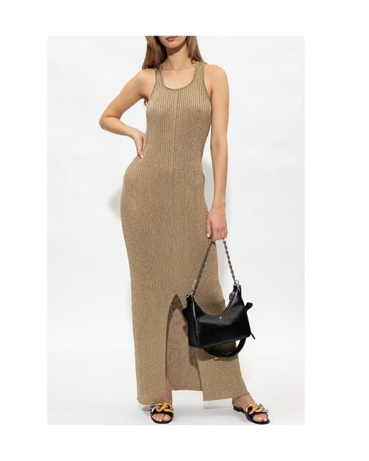 Stella McCartney Natural Sleeveless Knit Midi Dress