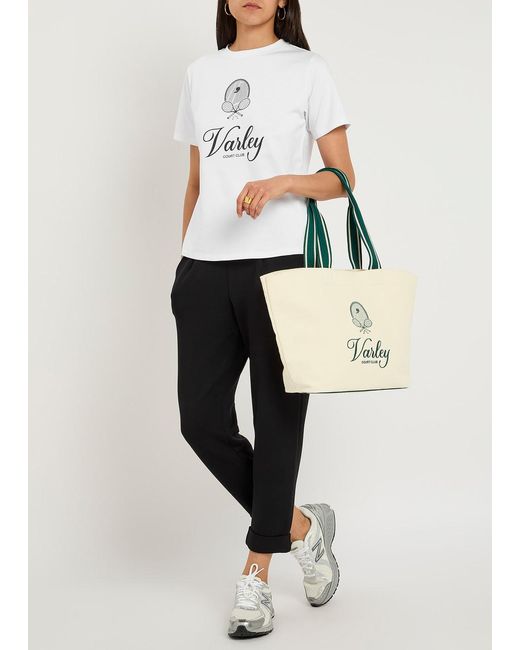 Varley White Front Printed Cotton T-Shirt
