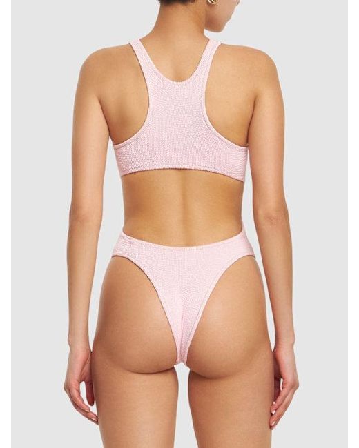 Reina Olga Pink Zipper Detail One-Piece Swimsuit