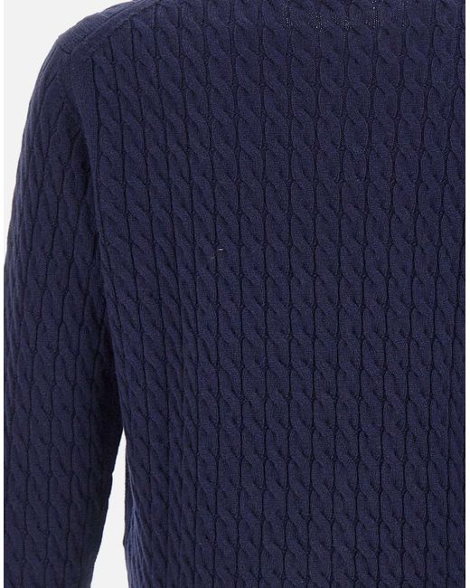 Eleventy Blue Long-Sleeved Wool Sweater for men