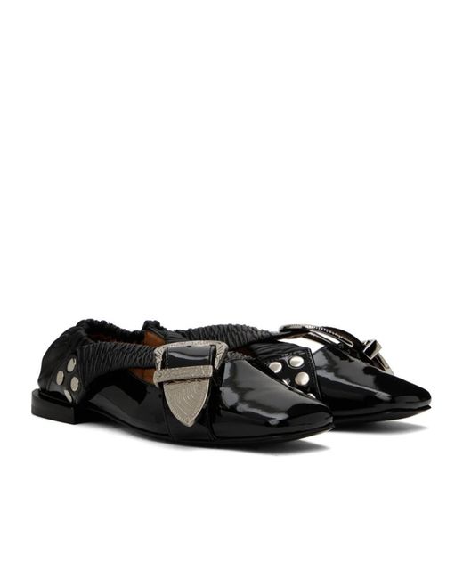 Toga Black Buckle Ballet Shoes