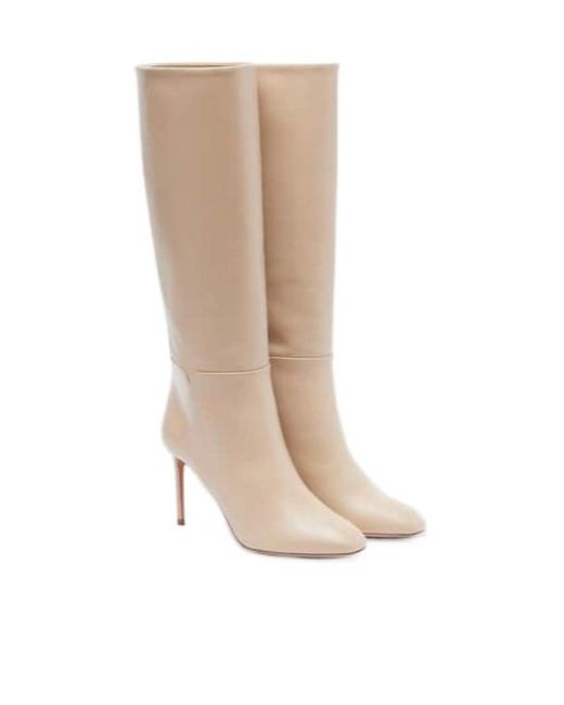 Aquazzura White Leather Knee-High Boots