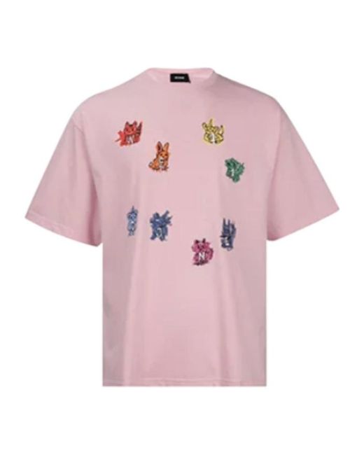 we11done Pink Sticker-Print T-Shirt for men