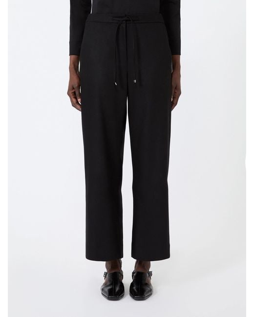 Max Mara Black Drawstring Wide-Leg Trousers