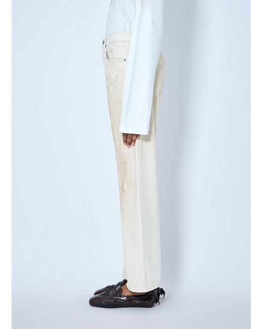 Acne White Distressed Logo Patch Jeans
