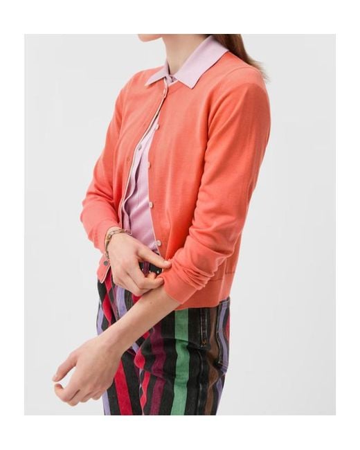 Versace Pink Logo Trim Buttoned Cardigan