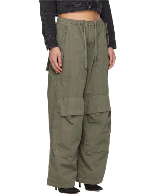 Alexander Wang Green Mid-Rise Drawstring Cargo Pants