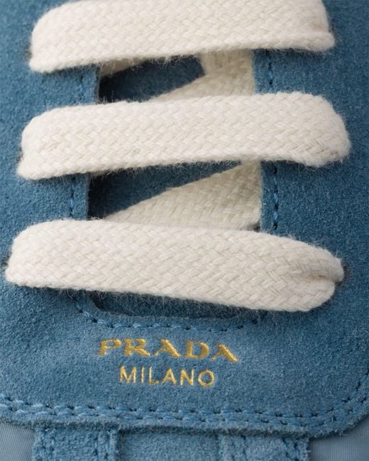 Prada Blue Montecarlo Re-Edition 2005 Suede And Re-Nylon Sneakers