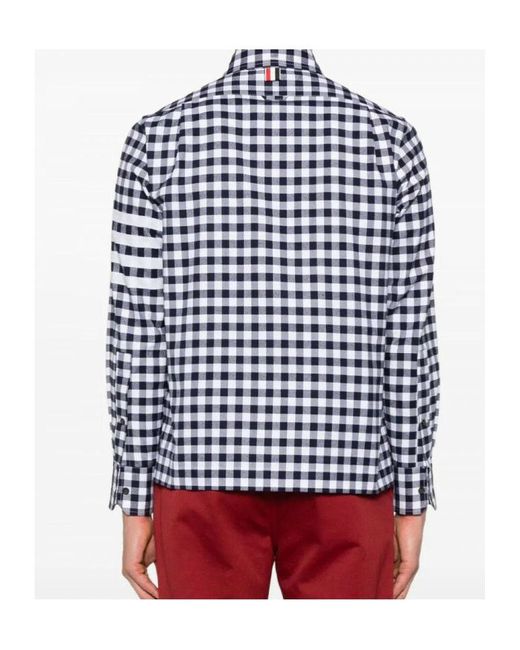 Thom Browne Blue Gingham-Pattern Buttoned Shirt for men