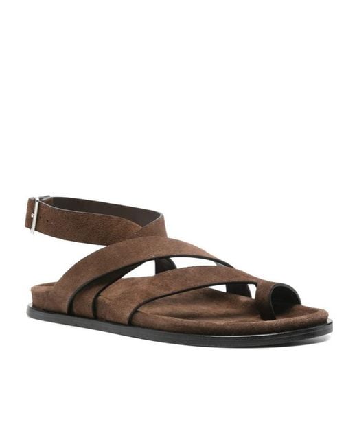Alohas Brown Strappy Ankle-Strap Flat Sandals