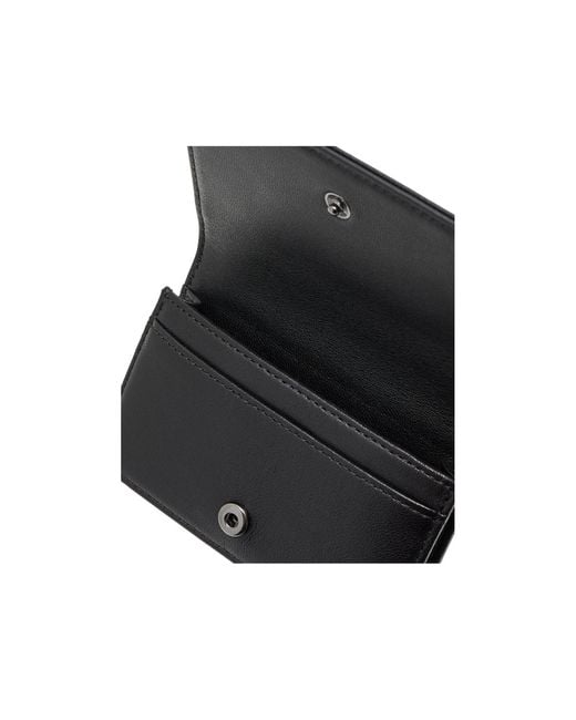 Emporio Armani Black Nappa Leather Card Holder With Flap With Geometric Detail for men