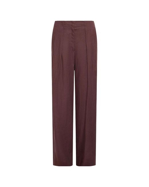 Marella Purple Washed Linen Trousers