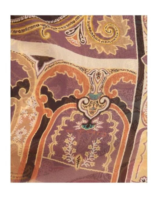 Etro Brown Placed Printed Satin Scarf
