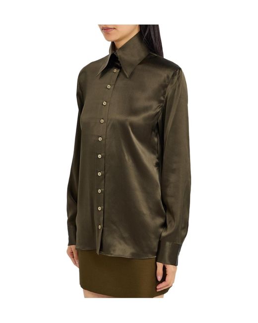 Khaite Green Solid Colour Silk Shirt