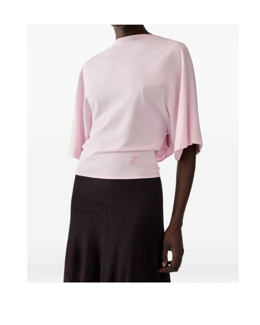 Jacquemus Pink Open-Back Embroidered T-Shirt
