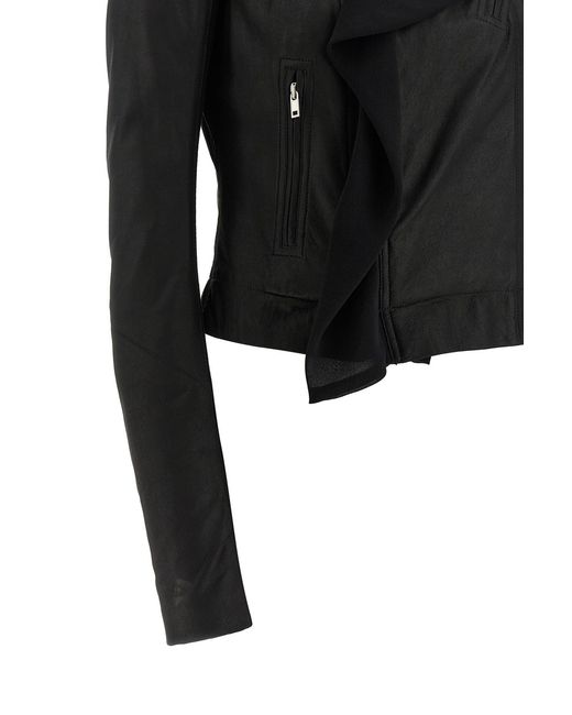 Rick Owens Black Scarf Embellished Biker Jacket