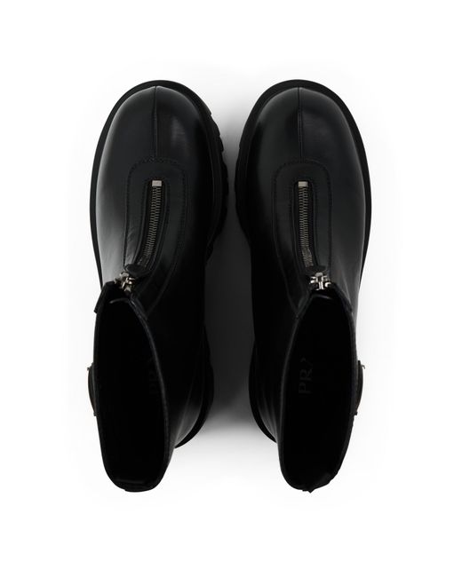 Prada Black Solid Color Ankle Boots