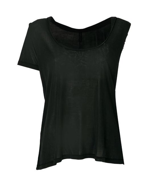 Unravel Project Black Asymmetric Sleeve Twisted Scoop Neck Tank