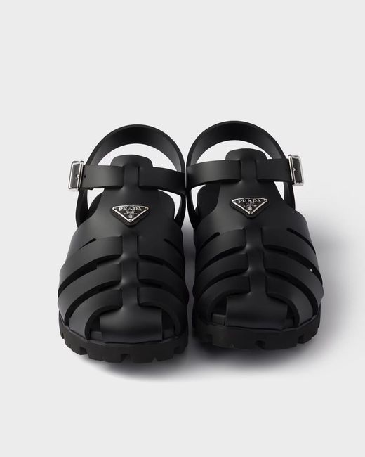 Prada Black Rubber Cage Sandal for men