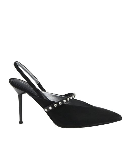 Alexander McQueen Black Crystal-Embellished Slingback Pumps