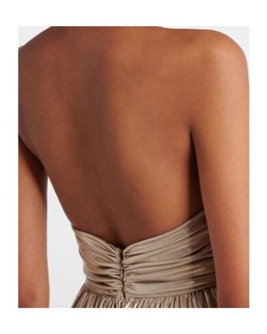 Giambattista Valli Natural Halterneck Open-Back Lamé Jersey Gown
