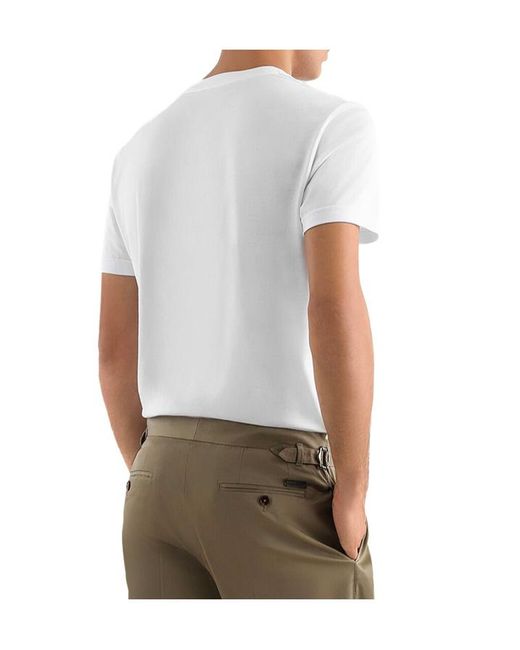 Dolce & Gabbana White Logo Embroidered Crewneck T-Shirt for men