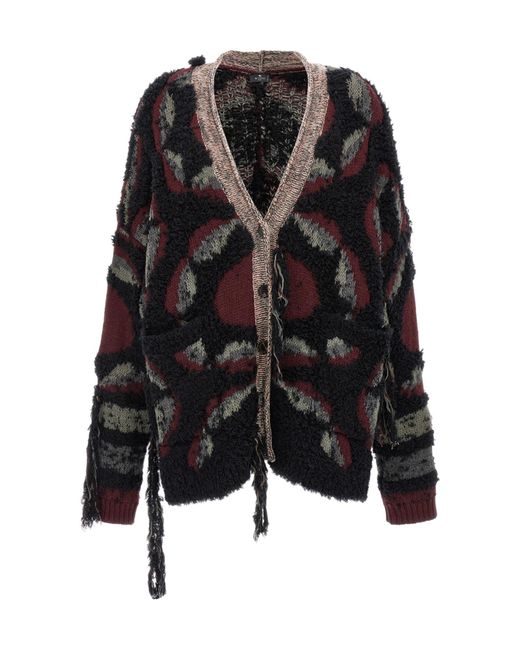 Etro Women's Black Fringed Oversized Cardigan