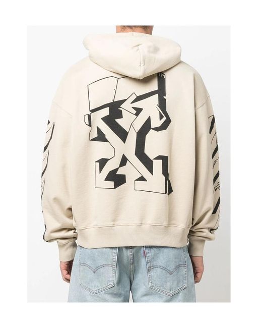 Off-White c/o Virgil Abloh Natural Arrows Logo Cotton Hoodie for men