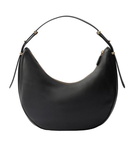 Prada Black Arqué Zip-Up Large Shoulder Bag