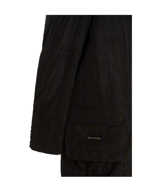 Balenciaga Black Checked Single-Breasted Coat for men