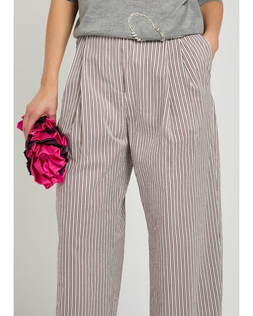 Dries Van Noten Gray Partan Striped Cotton-Blend Trousers