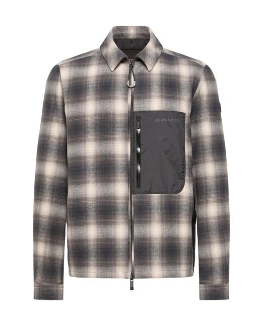 Moncler Gray Cornisello Cotton Down Shirt Jacket for men