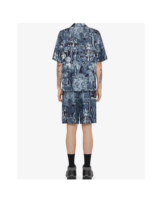 Givenchy Blue Silk Pleated Hubert Objects Shorts for men