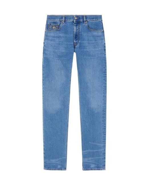 Versace Blue Logo-Patch Denim Jeans for men