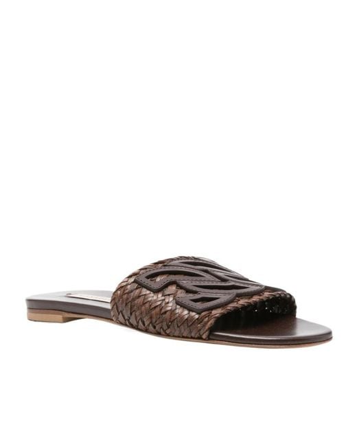 Casadei Brown Round-Toe Flat Sandals
